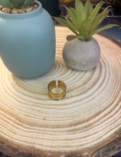 ✨ UShine.gr: Ατσάλινο δαχτυλίδι φαρδιάς γραμμής σε χρυσό τόνο No 1456