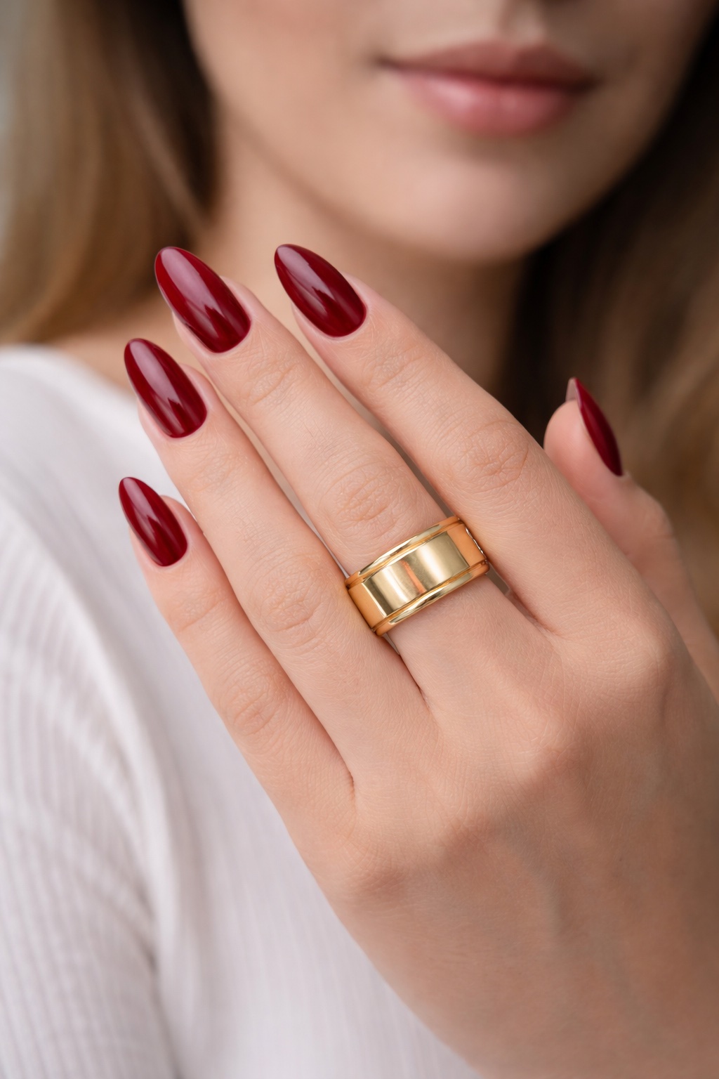 ✨ UShine.gr: Ατσάλινο δαχτυλίδι φαρδιάς γραμμής σε χρυσό τόνο No 1456