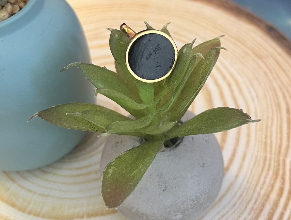 ✨ UShine.gr: Ατσάλινο δαχτυλίδι οβάλ με μαύρο σμάλτο No 1457