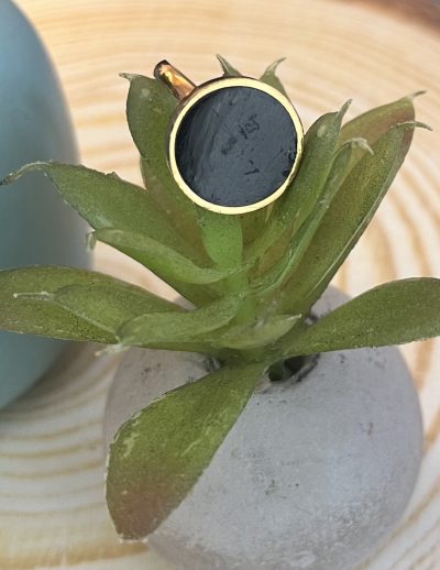 ✨ UShine.gr: Ατσάλινο δαχτυλίδι οβάλ με μαύρο σμάλτο No 1457