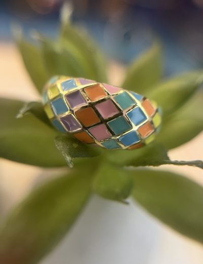 ✨ UShine.gr: Ατσάλινο δαχτυλίδι mosaic με πολύχρωμο σμάλτο No 1460