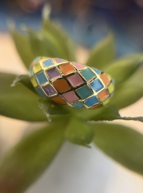 ✨ UShine.gr: Ατσάλινο δαχτυλίδι mosaic με πολύχρωμο σμάλτο No 1460