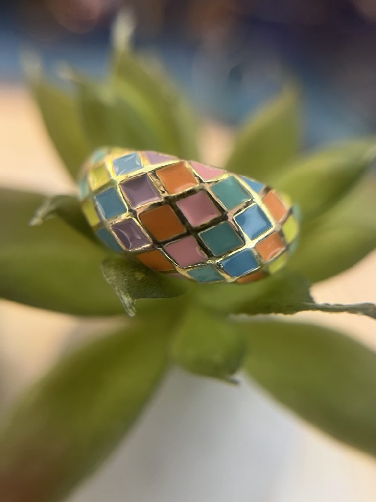 ✨ UShine.gr: Ατσάλινο δαχτυλίδι mosaic με πολύχρωμο σμάλτο No 1460