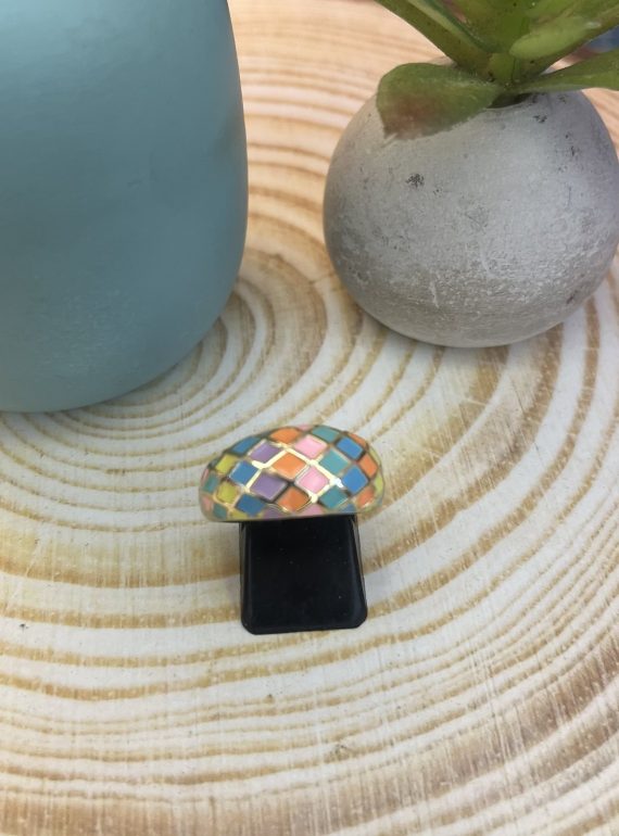 ✨ UShine.gr: Ατσάλινο δαχτυλίδι mosaic με πολύχρωμο σμάλτο No 1460