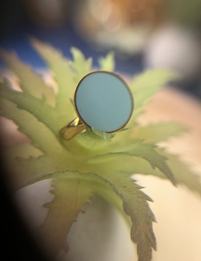 ✨ UShine.gr: Ατσάλινο δαχτυλίδι στρογγυλό με mint σμάλτο No 1462