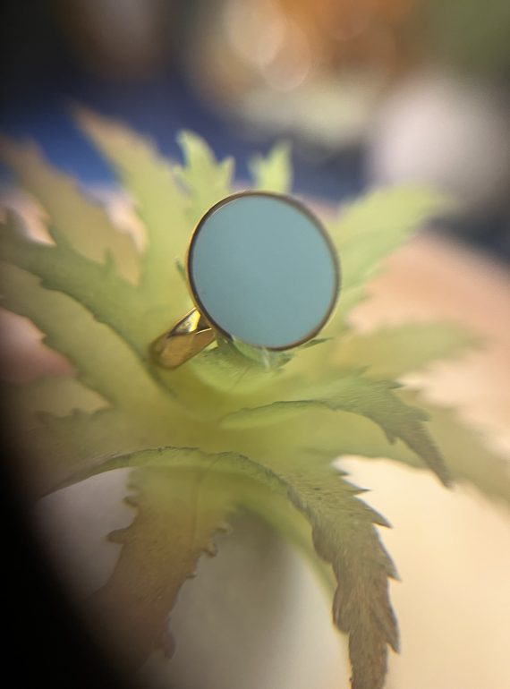 ✨ UShine.gr: Ατσάλινο δαχτυλίδι στρογγυλό με mint σμάλτο No 1462