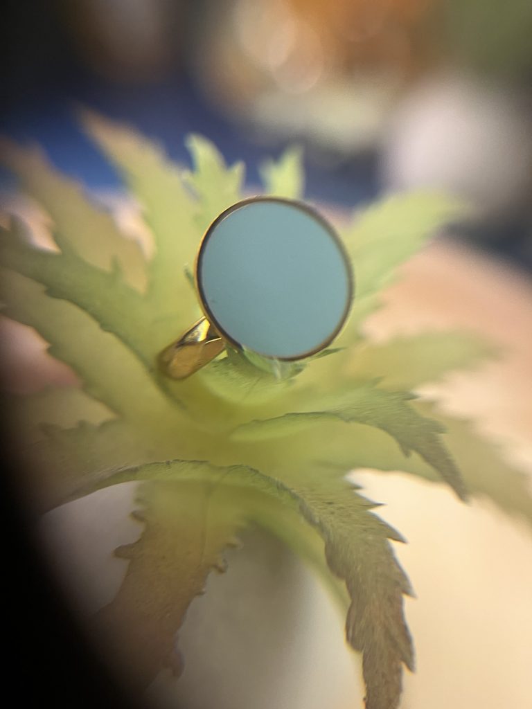 ✨ UShine.gr: Ατσάλινο δαχτυλίδι στρογγυλό με mint σμάλτο No 1462