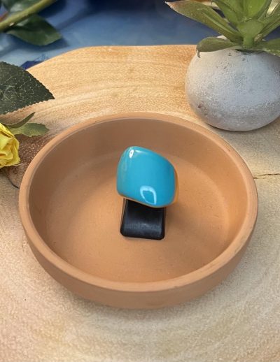 ✨ UShine.gr: Ατσάλινο δαχτυλίδι square με τιρκουάζ σμάλτο No 1463