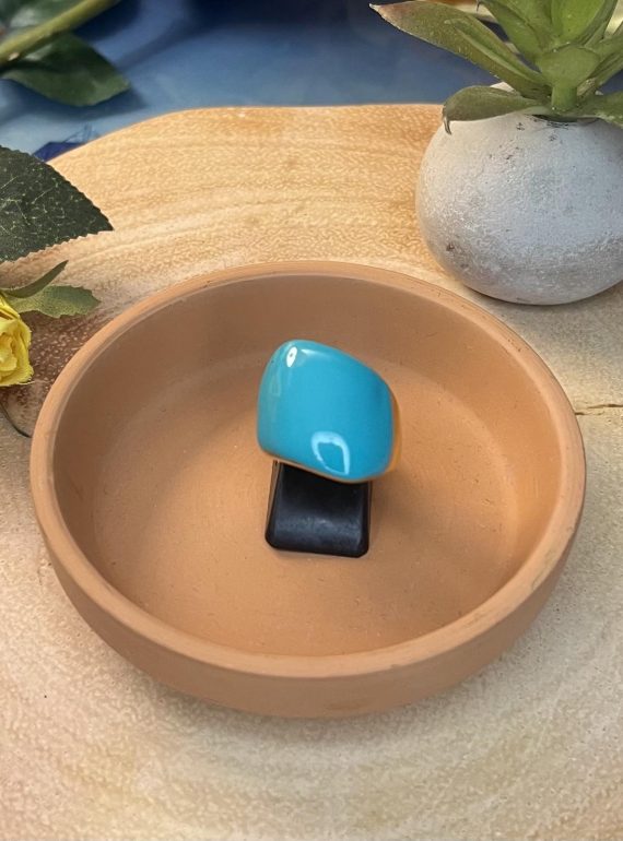 ✨ UShine.gr: Ατσάλινο δαχτυλίδι square με τιρκουάζ σμάλτο No 1463