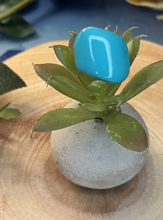 ✨ UShine.gr: Ατσάλινο δαχτυλίδι square με τιρκουάζ σμάλτο No 1463