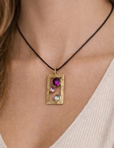 ✨ UShine.gr: Χειροποίητο Κολιέ Γεωμετρικό με Κρύσταλλα No 8003