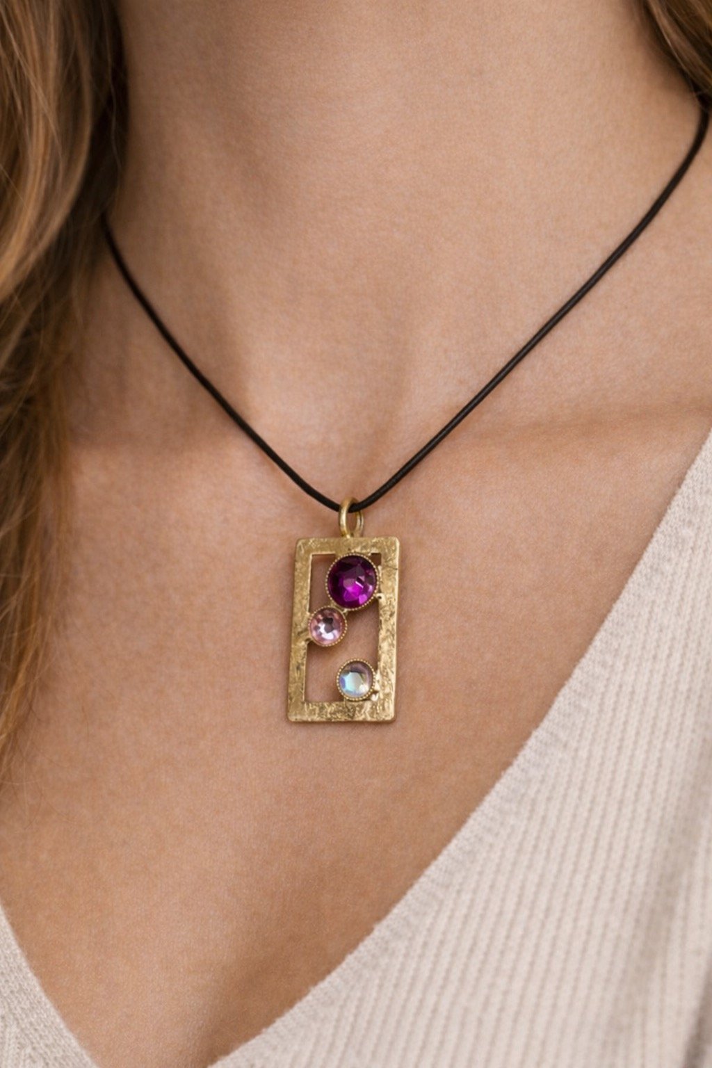 ✨ UShine.gr: Χειροποίητο Κολιέ Γεωμετρικό με Κρύσταλλα No 8003