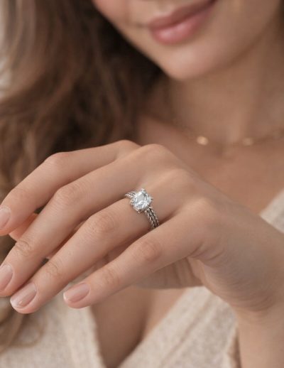 ✨ UShine.gr: Ατσάλινο Δαχτυλίδι Solitaire με Πλεκτή Βάση & Ζιργκόν No 3004