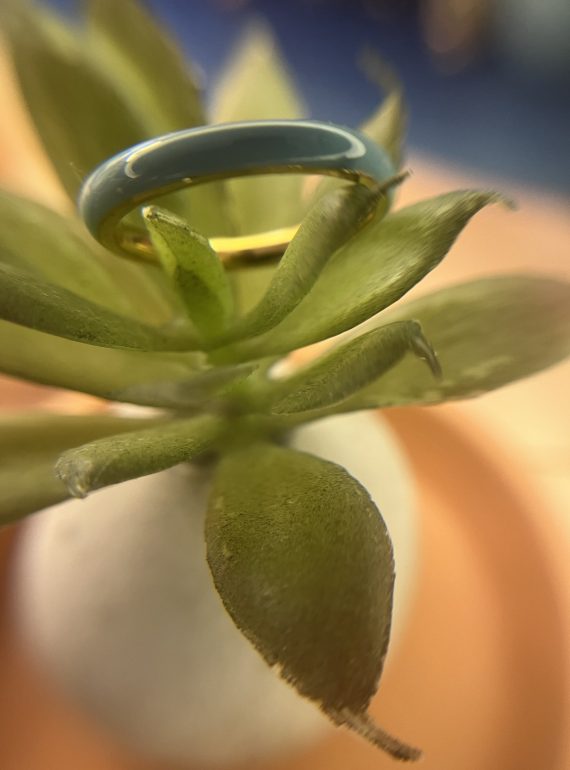 ✨ UShine.gr:Ατσάλινο Δαχτυλίδι Minimal με Τυρκουάζ Σμάλτο No 3006