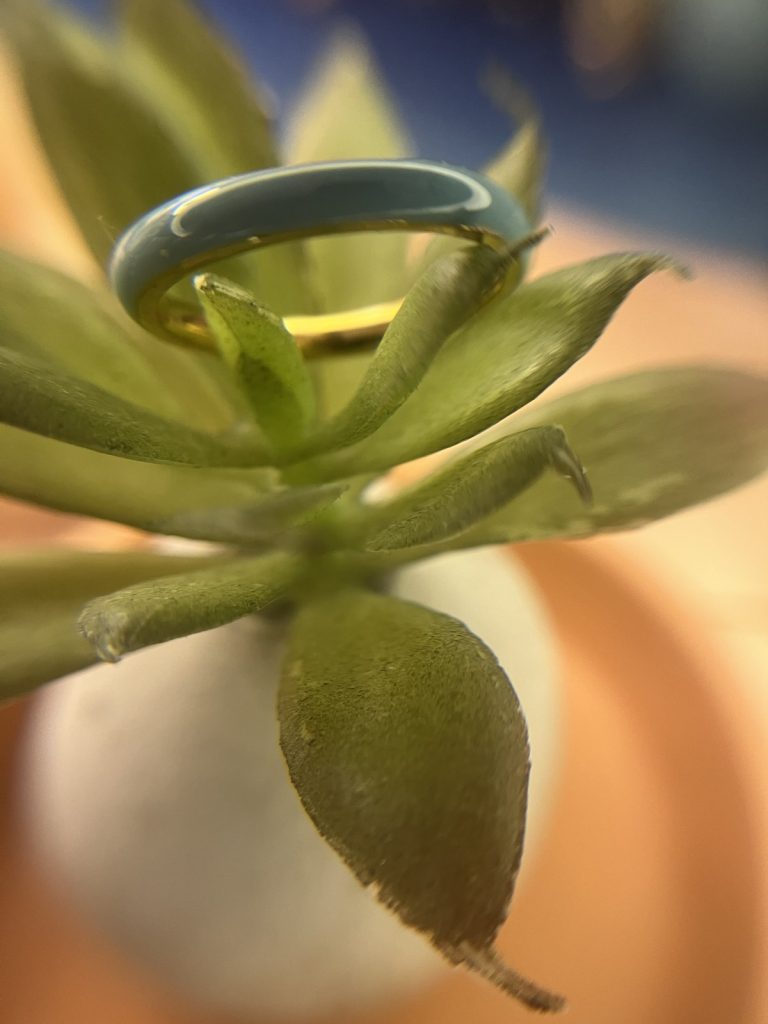 ✨ UShine.gr:Ατσάλινο Δαχτυλίδι Minimal με Τυρκουάζ Σμάλτο No 3006