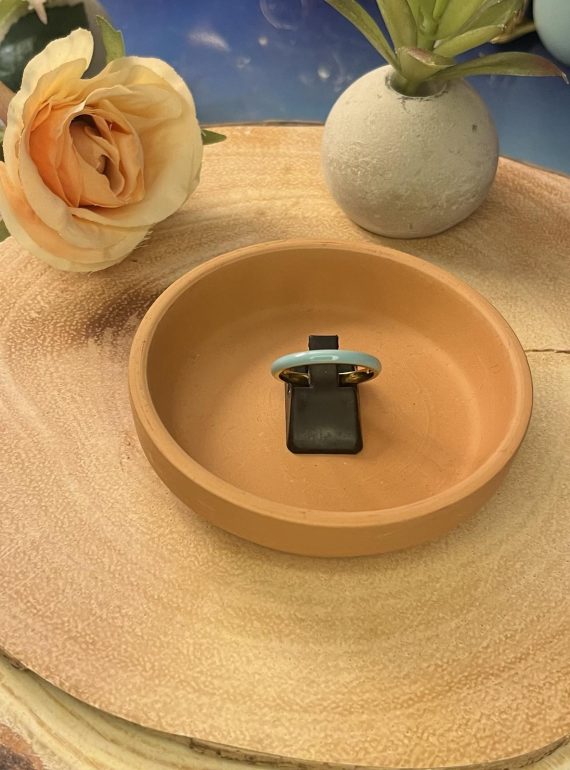 ✨ UShine.gr:Ατσάλινο Δαχτυλίδι Minimal με Τυρκουάζ Σμάλτο No 3006