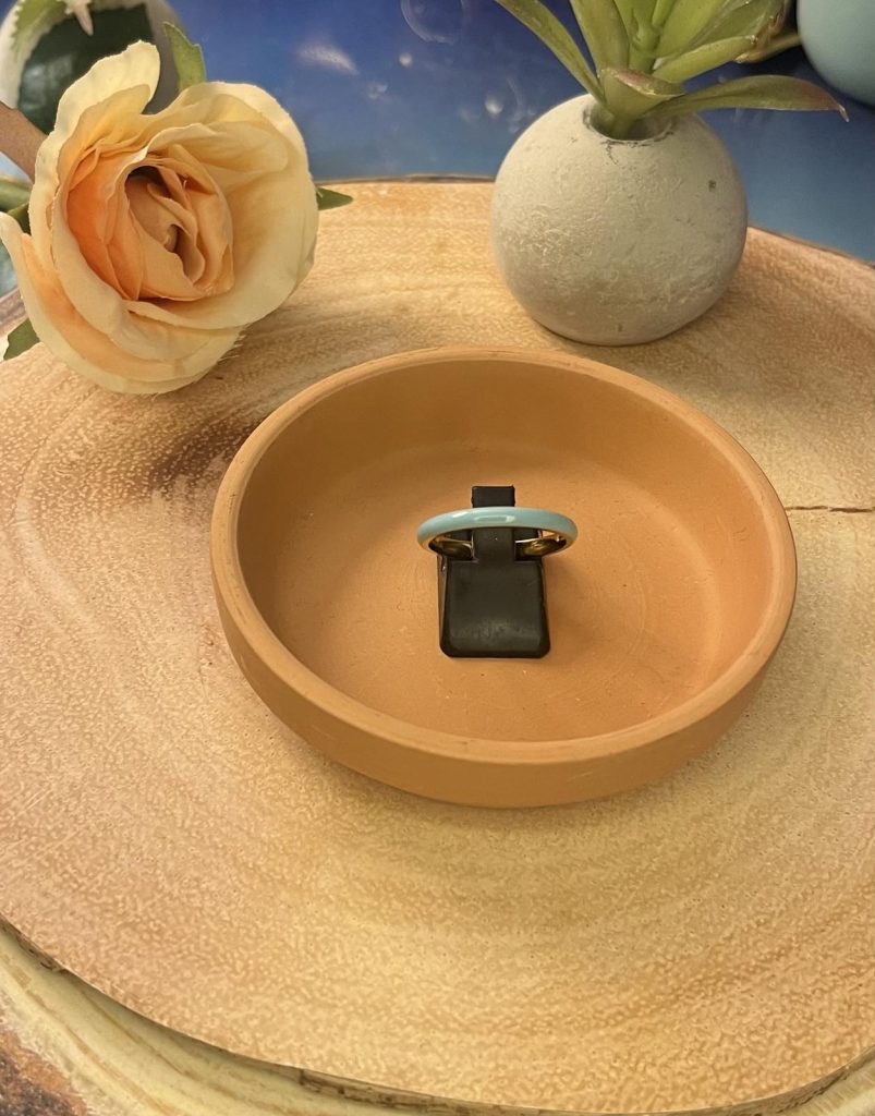 ✨ UShine.gr:Ατσάλινο Δαχτυλίδι Minimal με Τυρκουάζ Σμάλτο No 3006