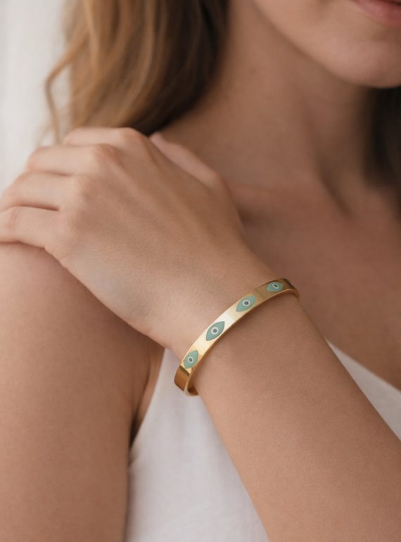 ✨ UShine.gr: Ατσάλινη χειροπέδα σε χρυσό τόνο με μοτίβο ματάκι No 1503