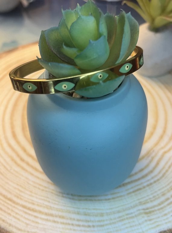 ✨ UShine.gr: Ατσάλινη χειροπέδα σε χρυσό τόνο με μοτίβο ματάκι No 1503