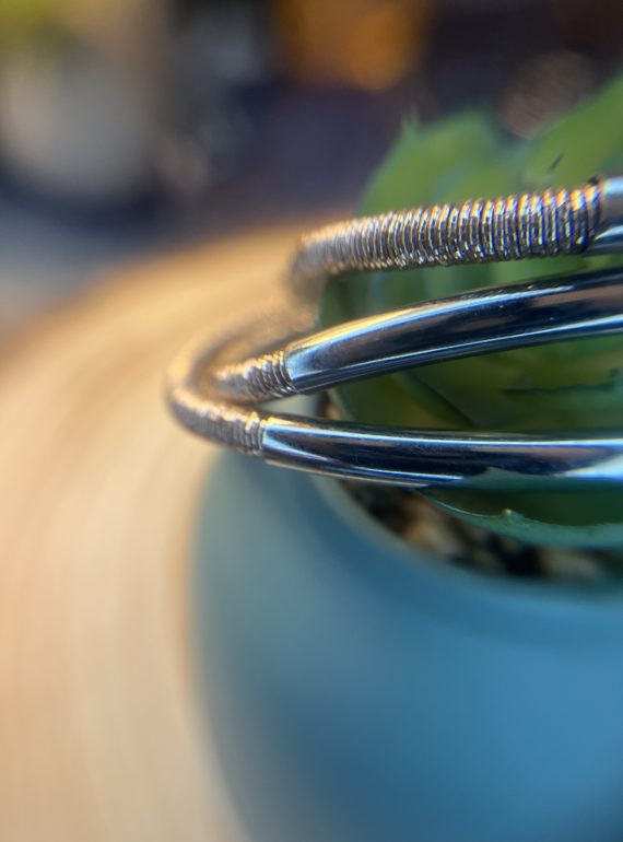 ✨ UShine.gr: Ατσάλινο βραχιόλι τριπλό σε ασημί & ροζ χρυσό τόνο No 1505