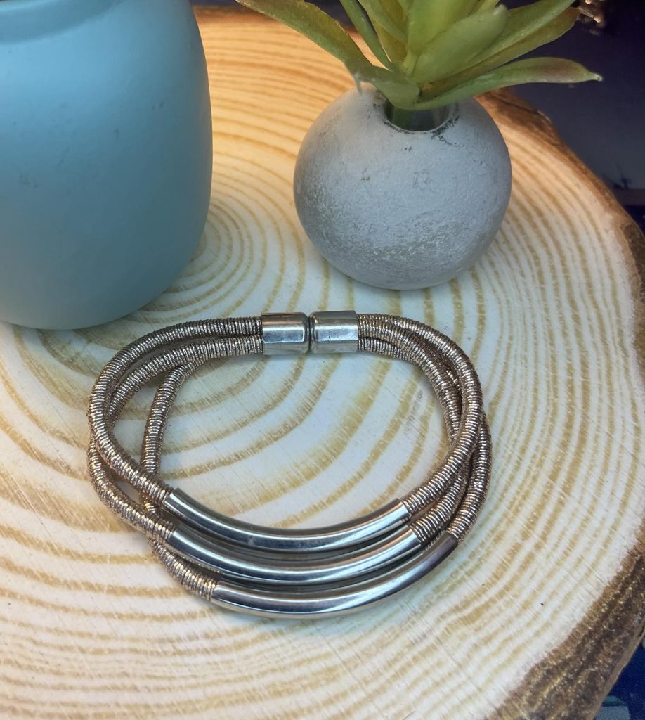 ✨ UShine.gr: Ατσάλινο βραχιόλι τριπλό σε ασημί & ροζ χρυσό τόνο No 1505