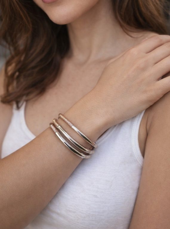 ✨ UShine.gr: Ατσάλινο βραχιόλι τριπλό σε ασημί & ροζ χρυσό τόνο No 1505