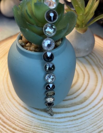 ✨ UShine.gr: Χειροποίητο βραχιόλι με στρογγυλά κρύσταλλα σε ασπρόμαυρο συνδυασμό No 1509