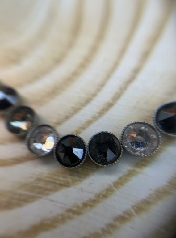 ✨ UShine.gr: Χειροποίητο βραχιόλι με στρογγυλά κρύσταλλα σε ασπρόμαυρο συνδυασμό No 1509