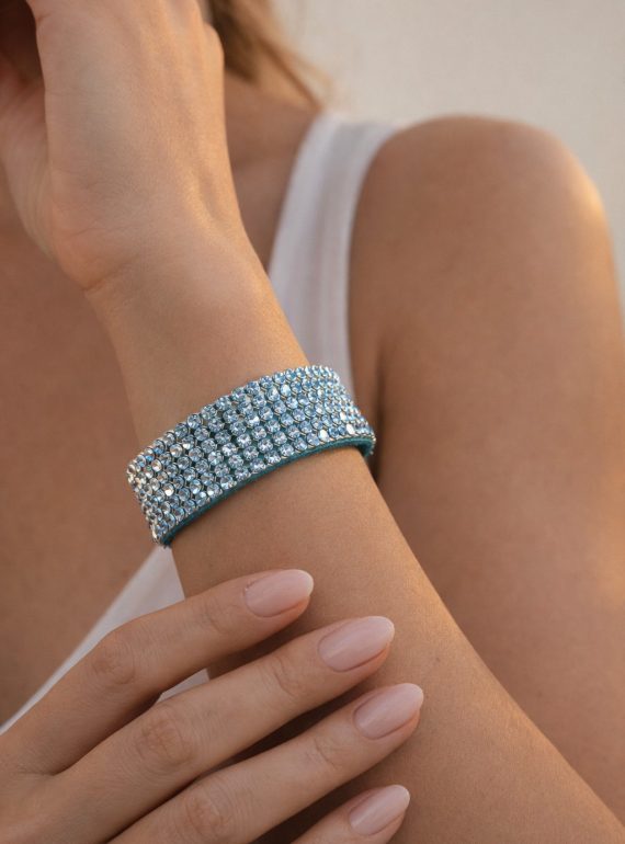 ✨ UShine.gr: Χειροποίητο Statement Βραχιόλι με Κρύσταλλα σε Τιρκουάζ Απόχρωση No 1512