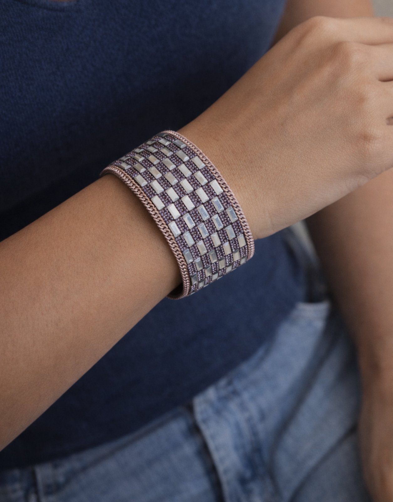 ✨ UShine.gr: Πολύσειρο Βραχιόλι με Αλυσίδες & Χάντρες σε Ροζ Απόχρωση No 1518