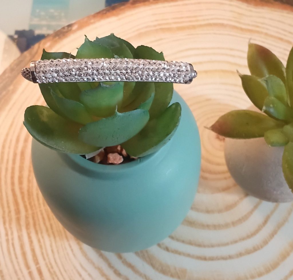 ✨ UShine.gr: Ατσάλινο Βραχιόλι Μακραμέ με Μπάρα Στρας No 1519