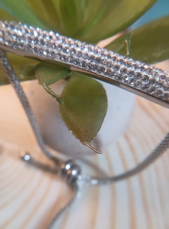 ✨ UShine.gr: Ατσάλινο Βραχιόλι Μακραμέ με Μπάρα Στρας No 1519