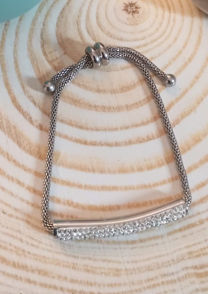 ✨ UShine.gr: Ατσάλινο Βραχιόλι Μακραμέ με Μπάρα Στρας No 1519