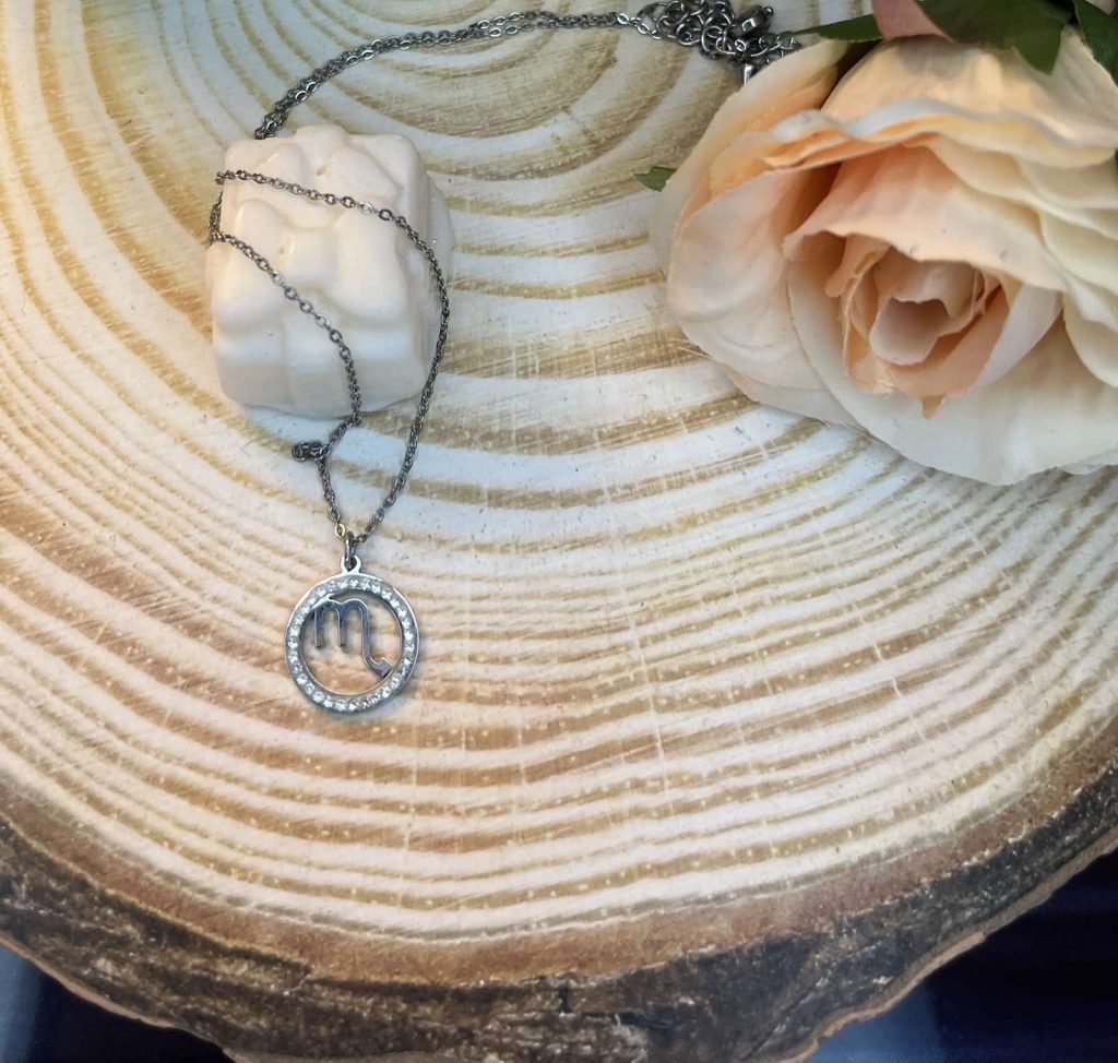 ✨ UShine.gr: Ατσάλινο κολιέ ζώδιο Σκορπιός με στρας No 1475