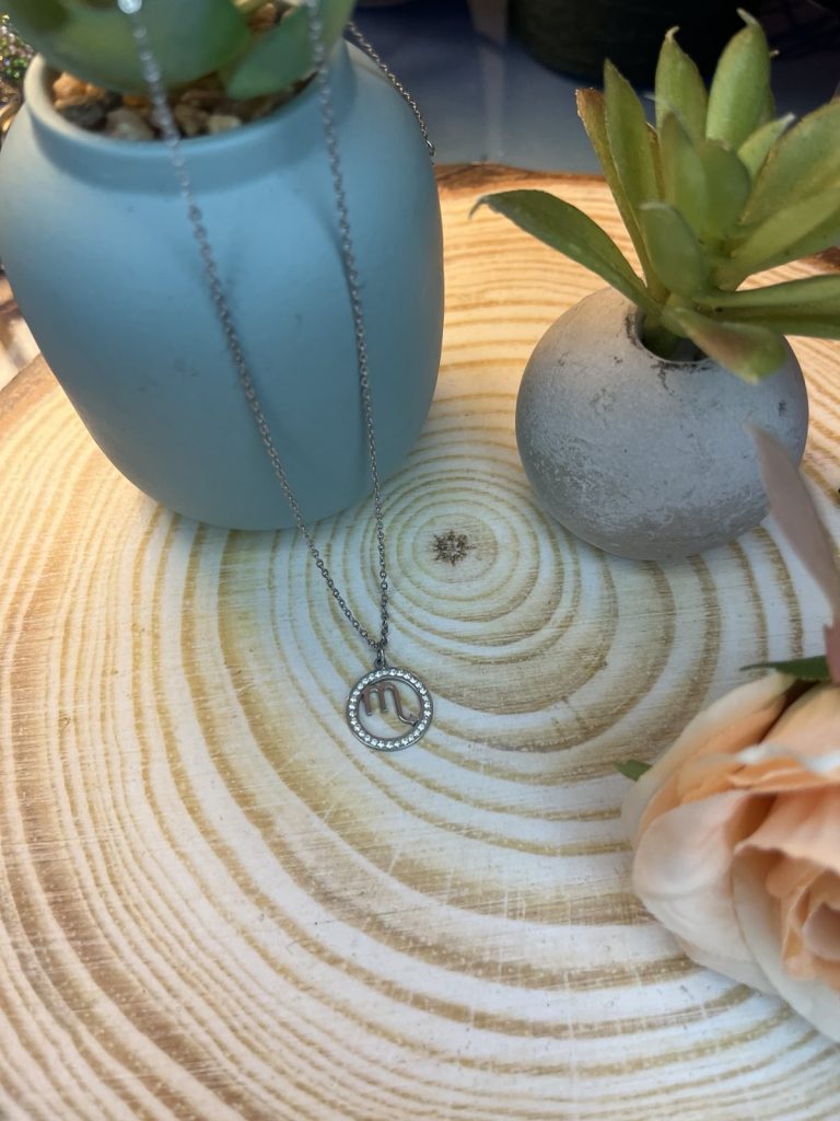 ✨ UShine.gr: Ατσάλινο κολιέ ζώδιο Σκορπιός με στρας No 1475