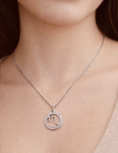 ✨ UShine.gr: Ατσάλινο κολιέ ζώδιο Σκορπιός με στρας No 1475