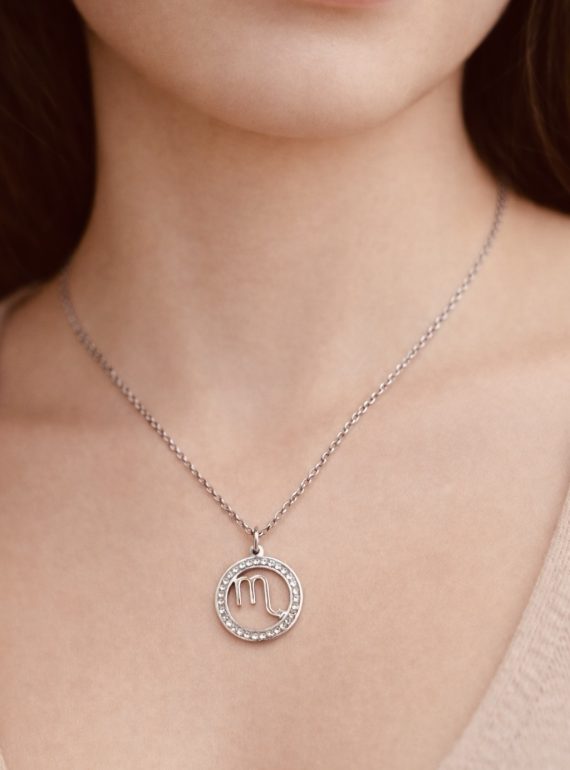 ✨ UShine.gr: Ατσάλινο κολιέ ζώδιο Σκορπιός με στρας No 1475