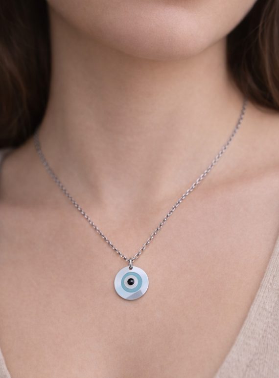 ✨ UShine.gr: Ατσάλινο κολιέ μάτι με σμάλτο No 1476