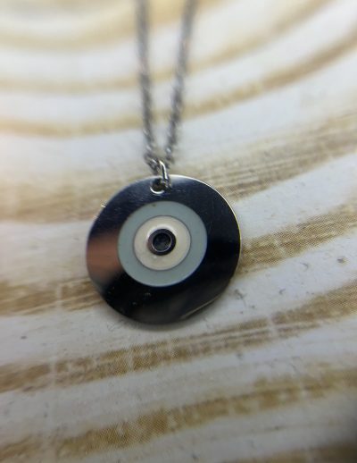 ✨ UShine.gr: Ατσάλινο κολιέ μάτι με σμάλτο No 1476