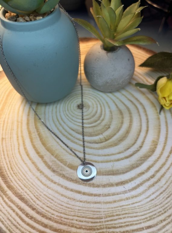 ✨ UShine.gr: Ατσάλινο κολιέ μάτι με σμάλτο No 1476