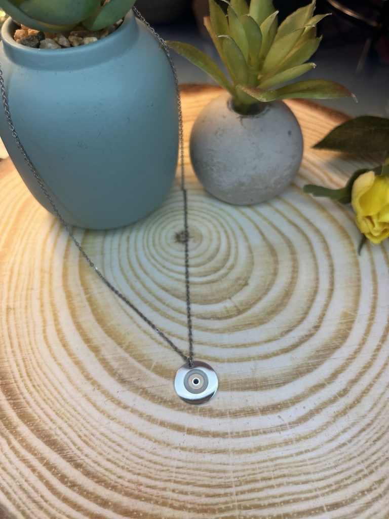 ✨ UShine.gr: Ατσάλινο κολιέ μάτι με σμάλτο No 1476