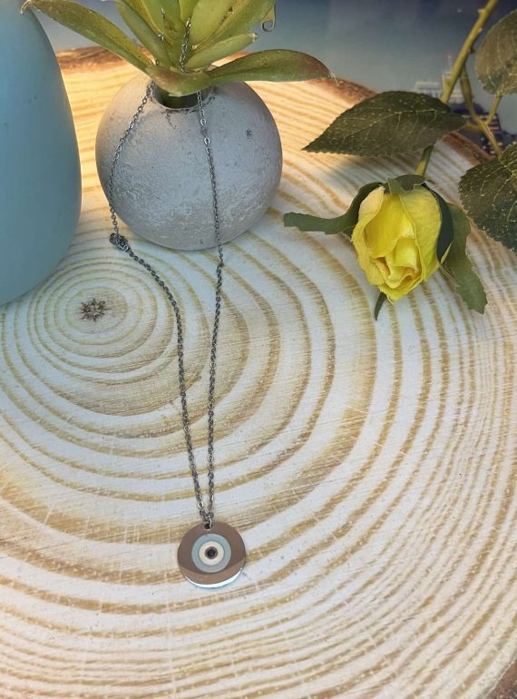 ✨ UShine.gr: Ατσάλινο κολιέ μάτι με σμάλτο No 1476