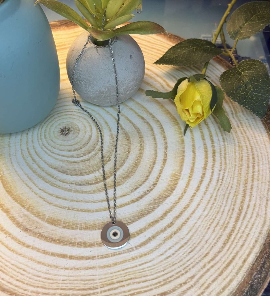 ✨ UShine.gr: Ατσάλινο κολιέ μάτι με σμάλτο No 1476