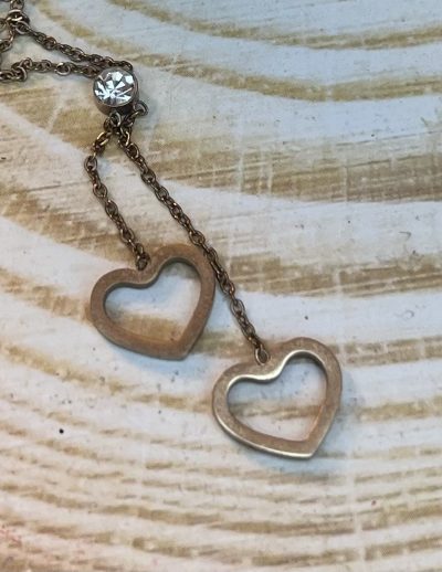 ✨ UShine.gr: Ατσάλινο κολιέ διπλή καρδιά με λαμπερή πέτρα  No 1477