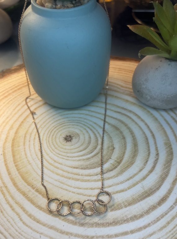 ✨ UShine.gr: Ατσάλινο κολιέ με ενωμένους κύκλους σε ροζ χρυσό τόνο No 1482