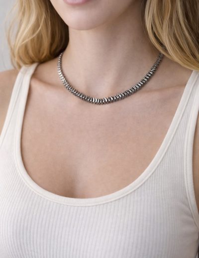 ✨ UShine.gr: Ατσάλινο κολιέ με γεωμετρική αρθρωτή υφή No 1483