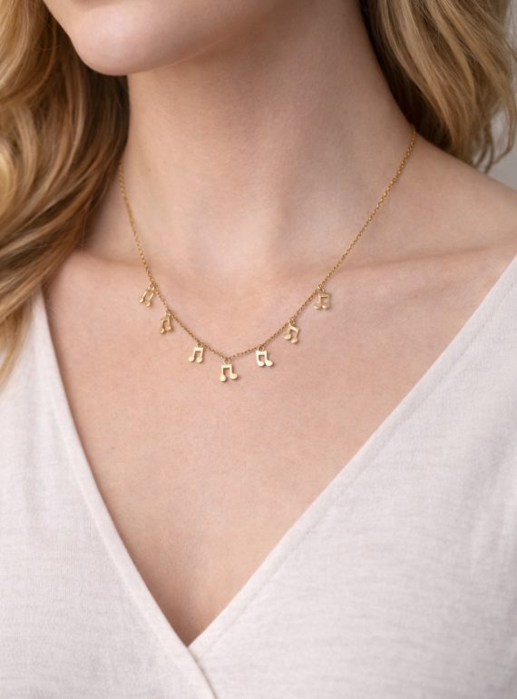 ✨ UShine.gr: Ατσάλινο κολιέ με μουσικές νότες σε χρυσό τόνο No 1484