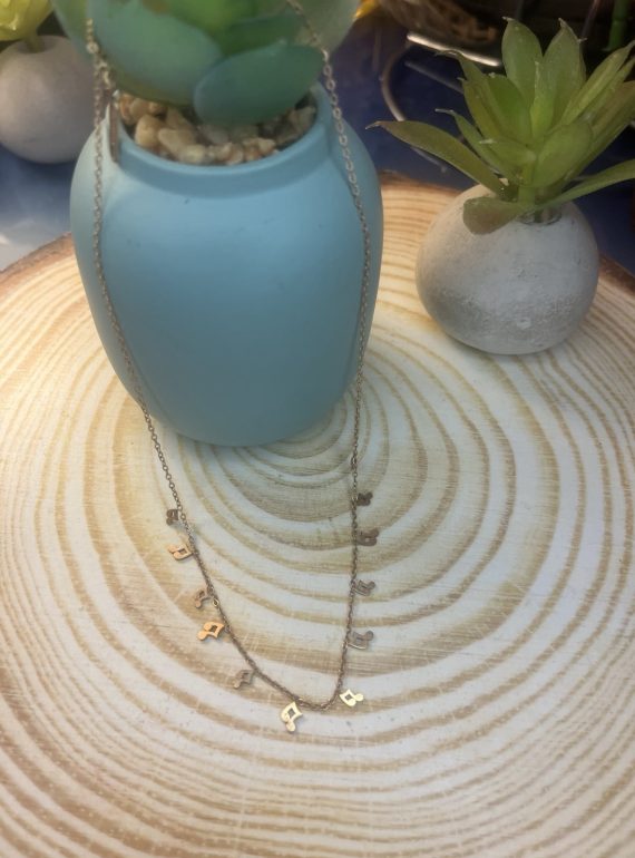 ✨ UShine.gr: Ατσάλινο κολιέ με μουσικές νότες σε χρυσό τόνο No 1484