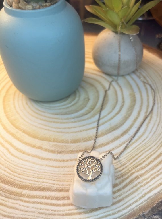 ✨ UShine.gr: Ατσάλινο κολιέ “Tree of Life” με μαύρες λεπτομέρειες No 1486