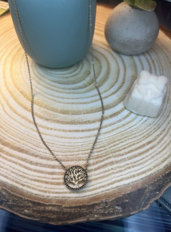 ✨ UShine.gr: Ατσάλινο κολιέ “Tree of Life” με μαύρες λεπτομέρειες No 1486